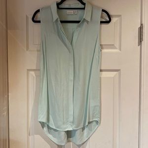 Tribal Jeans Pale Blue Button-Down Sleeveless Top (XS)